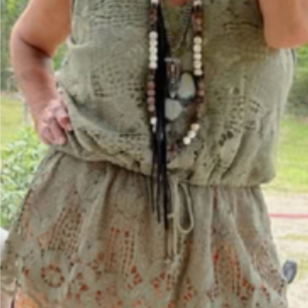 Jaded Gypsy Dream Weaver crochet top Olive Green s/m